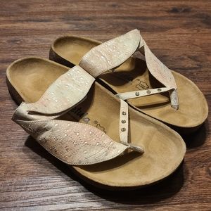 Birkenstock Betula Bombay Ivory Leaf Rhinestones Leather Sandals Shoes 9 NWOT